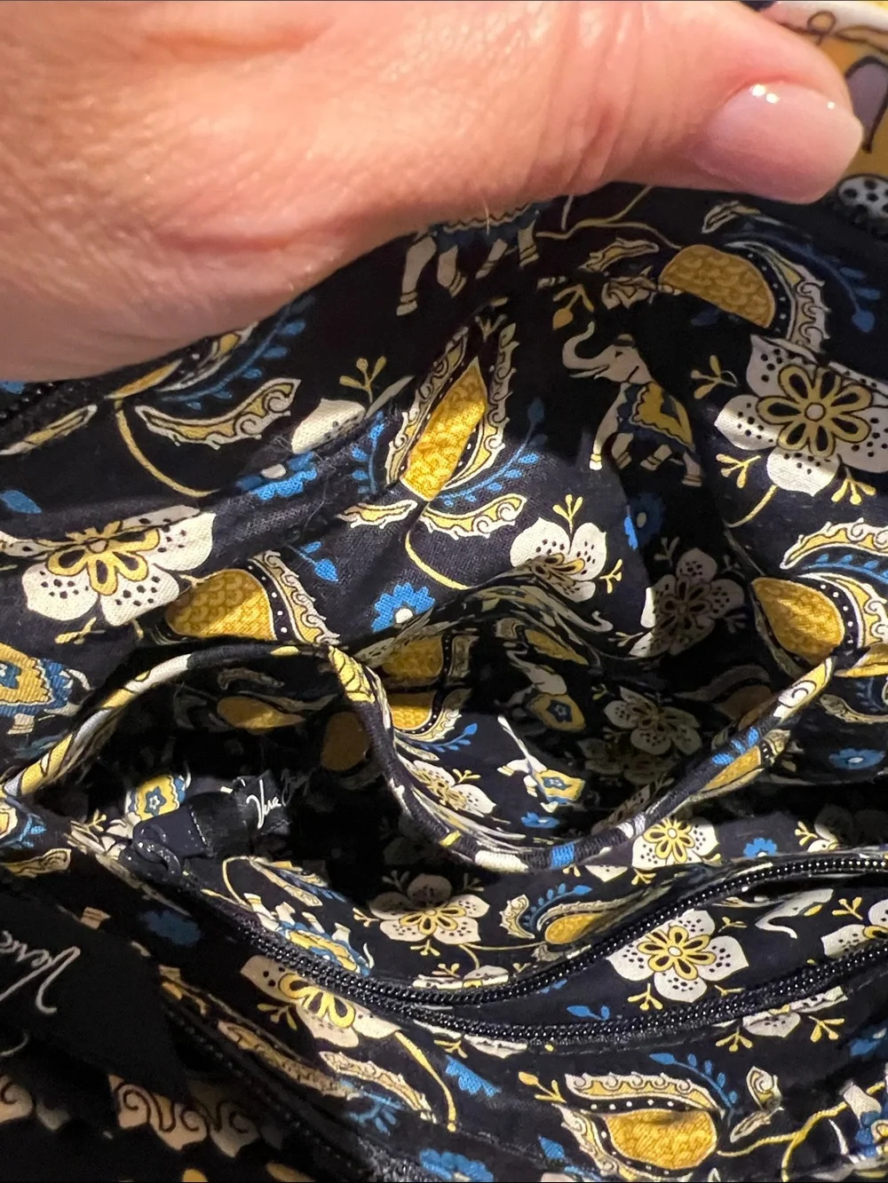 Vera Bradley Navy, Yellow & White Quilted Paisley Shoulder Bag NWT
